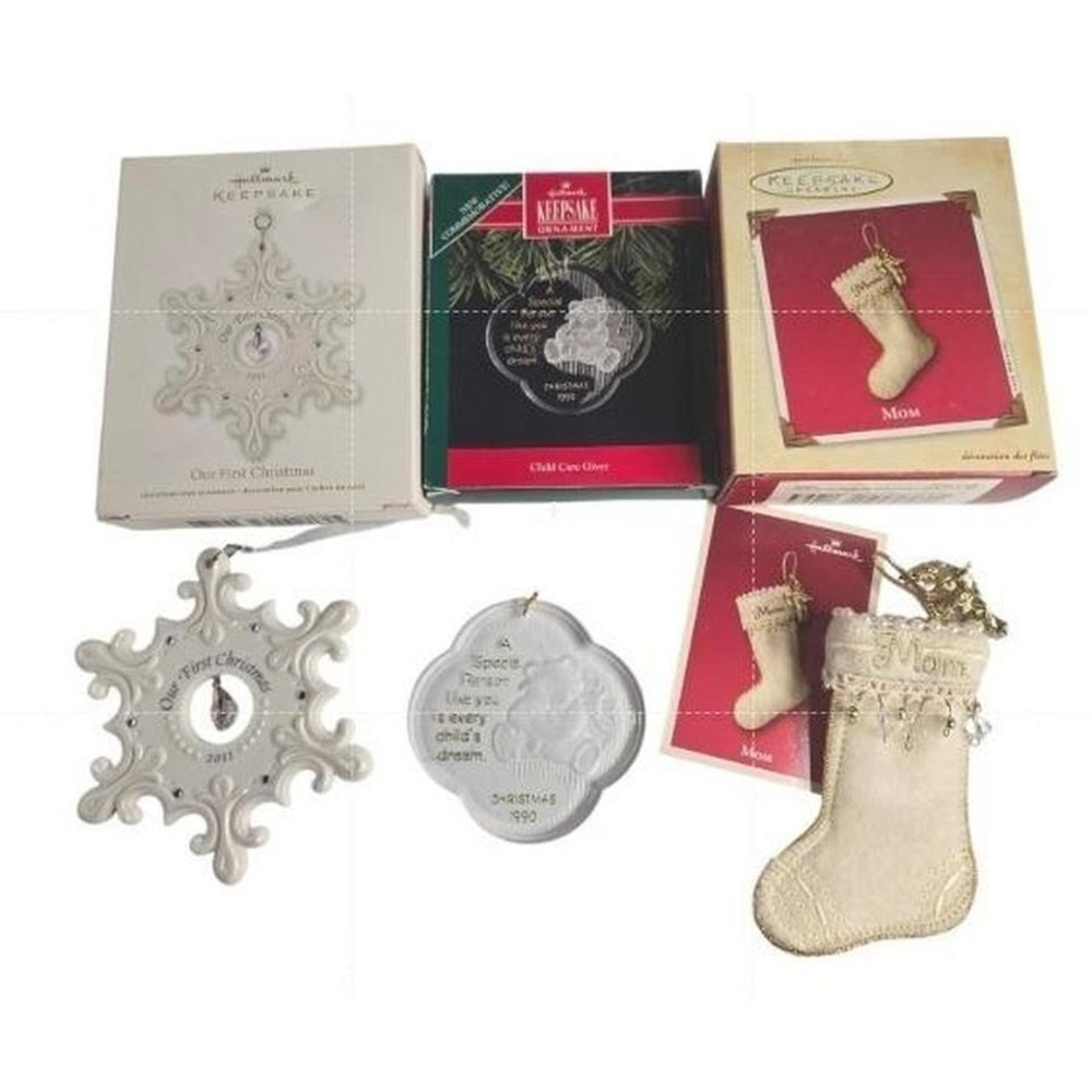 Hallmark Keepsake Ornaments 3 Our First Christmas 2011 Mom 2002 Child Care